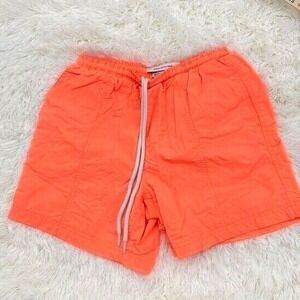Urban‎ Outfitters OU Swim Shorts Small Neon Orange Nylon Elastic Waist Beachwear